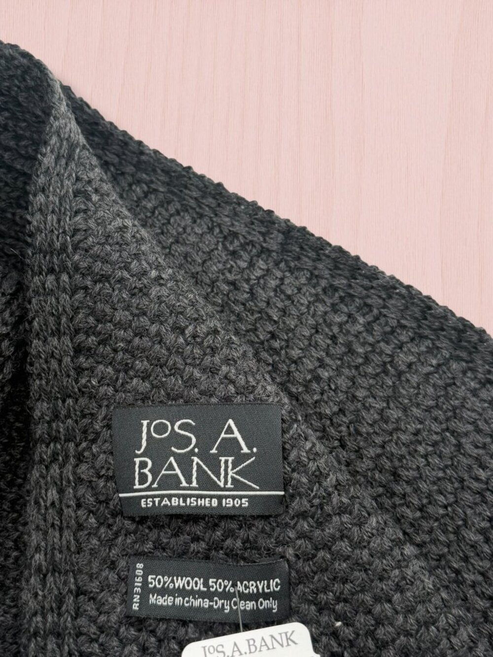 JOS.A.Bank Charcoal Wool Blend Scarf NWT - Picture 2 of 4